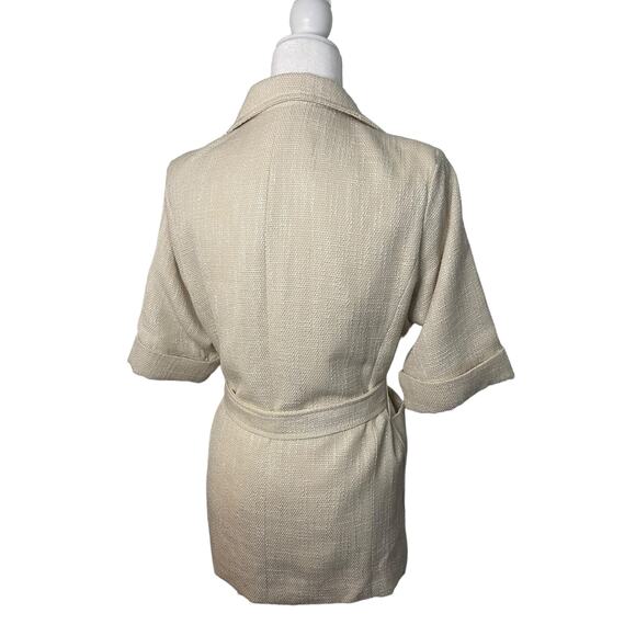 NWT Anthropologie Bishop + Young belted Ivory tweed jacket - Medium - Picture 7 of 11